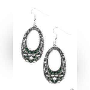 Paparazzi Colorful Moon Child Green Oval Earrings